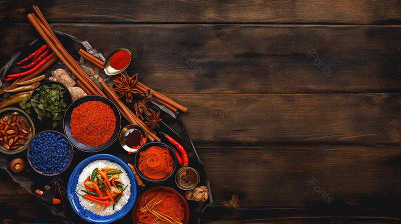 广告设计素材元素木板上的食材调料香料,高清,摄影图,摄影图片,图片大全,摄影图免费下载